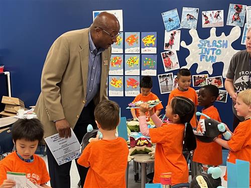 BOE Vice President Travis Cummings visiting student classroom